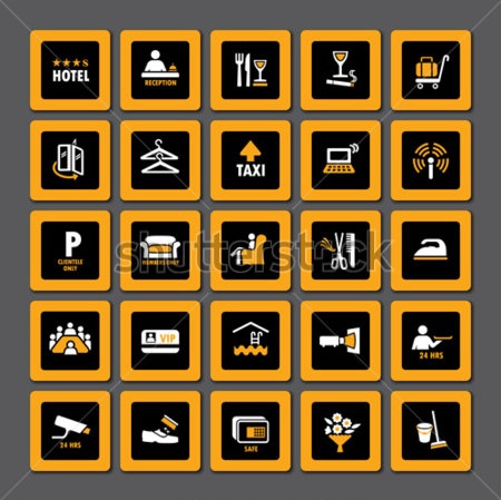 stock-vector-pictogram-set-for-hospitality-industry-in-orange-and-white-on-black-68810395