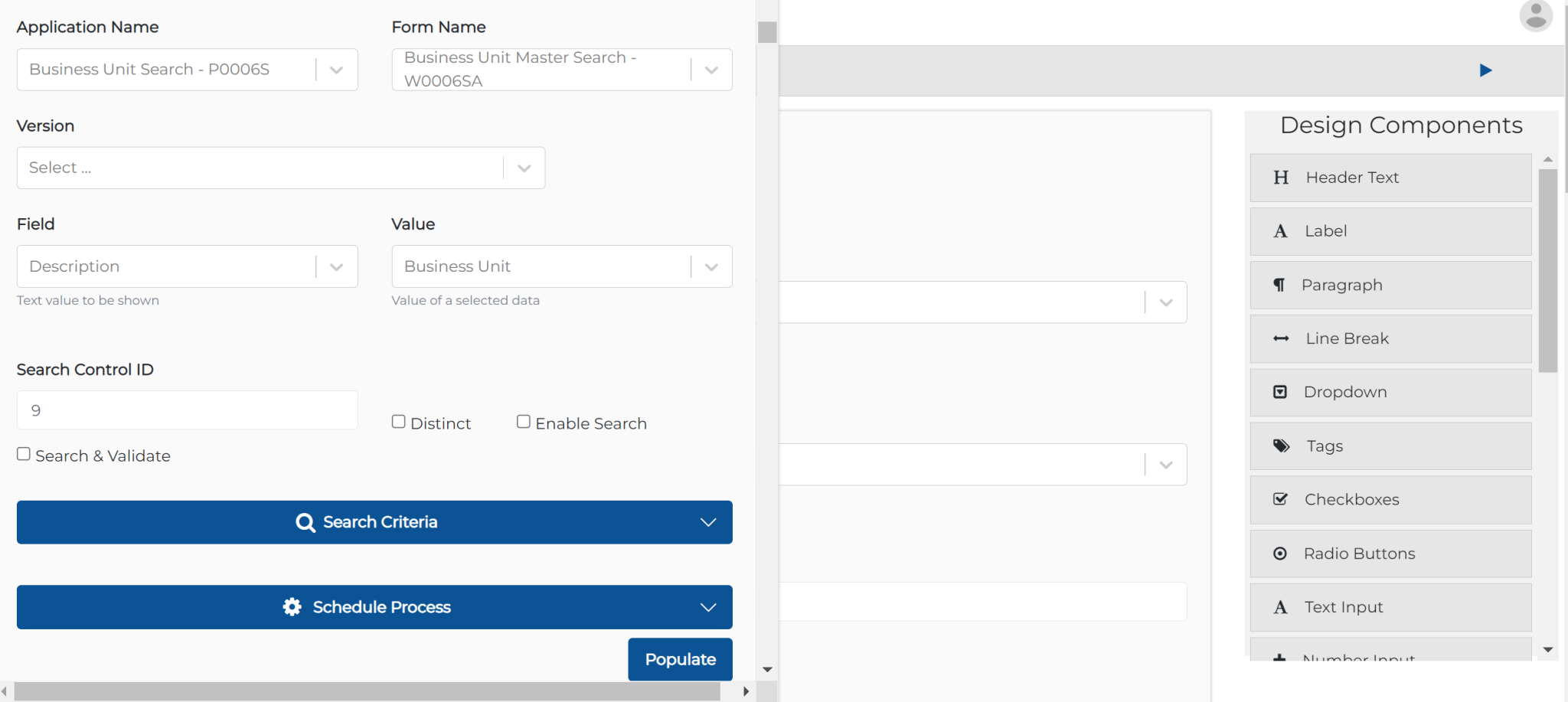 Populate Dropdown & Tags Control based on JDE Forms Ephlux